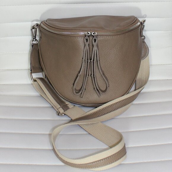 Borse in Pelle Genuine leather shoulder crossbody beige Sling bag Made in Italy - Picture 3 of 7